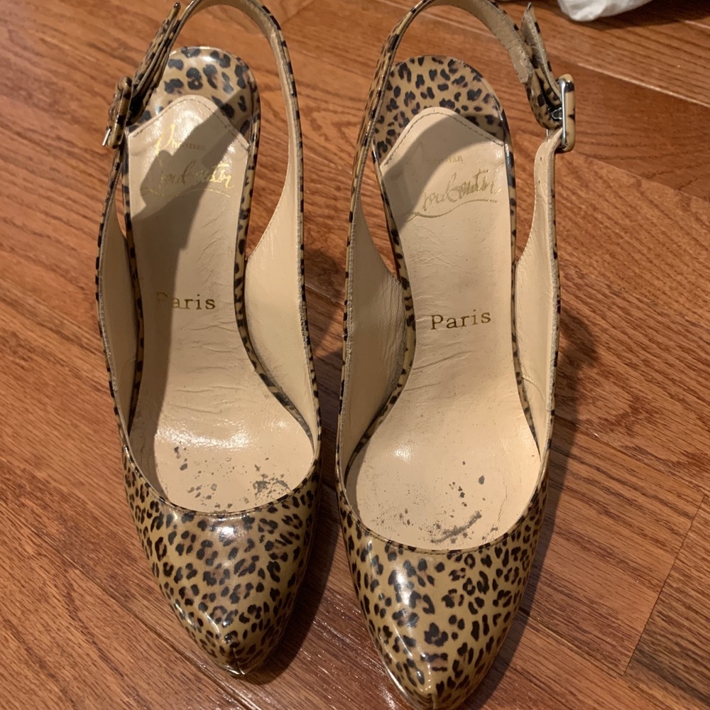Christian louboutin cheetah sling back heels